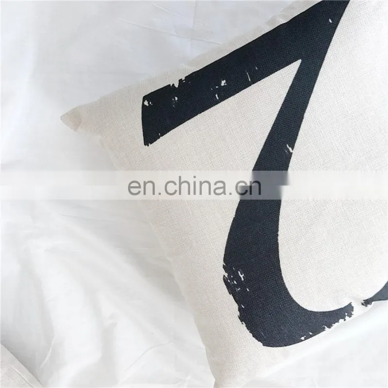 Popular Promotional Number Design Cotton Linen Cushion cover