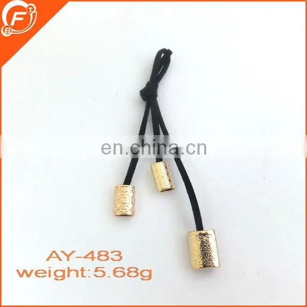 small size metal trinkets with three stoppers cord ends for shoes garment decoration