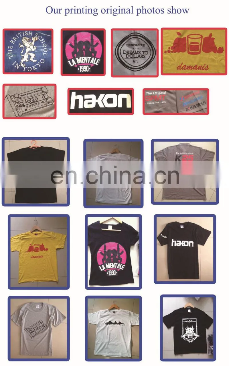 Small order accept 100% cotton big EU/US size custom t-shirt printing