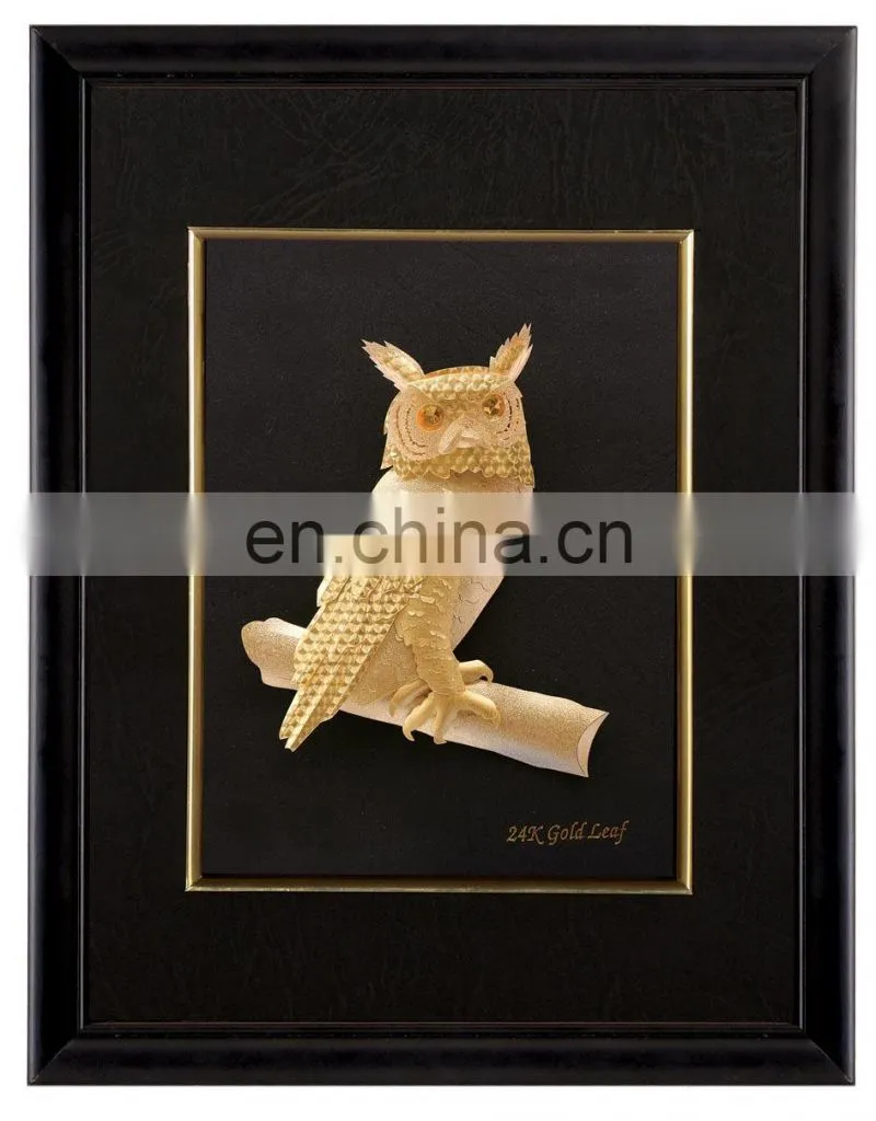 Animals designed Parrot 3D gold leaf frame picture best for home decoration or gift