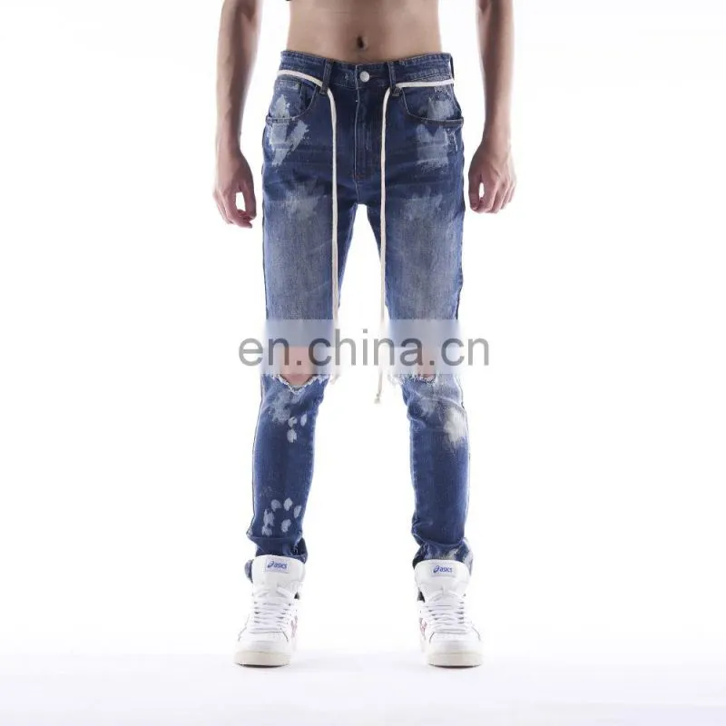 DiZNEW Stock Vintage Skinny Ripped Custom Blue Jeans