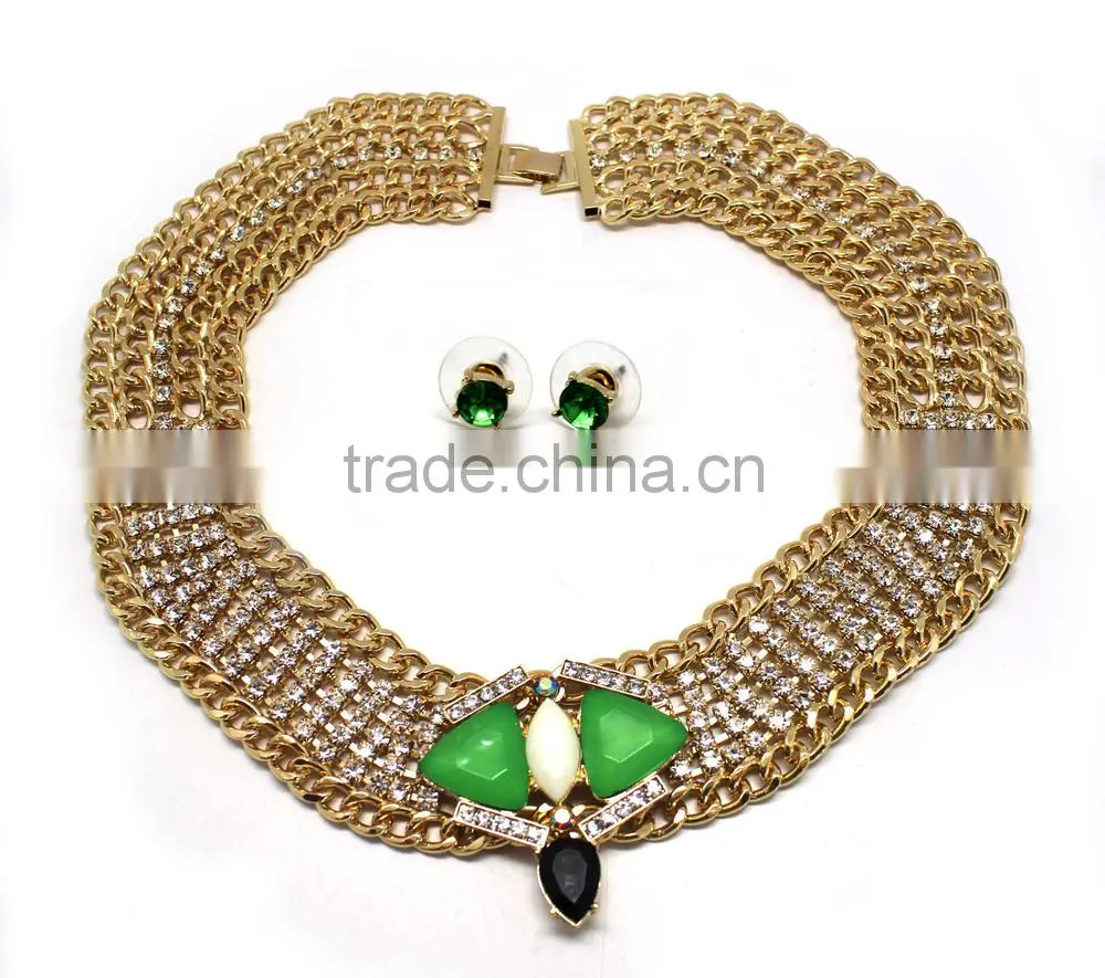 Newest fashion 2015 high quality set jewelry wholesale dubai gold jewelry set imitation diamond jewelry set