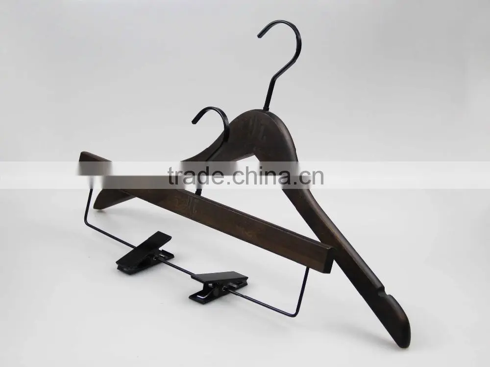 IMY-460 brush off brown wooden thin flat hangers for clothes