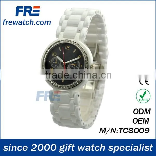 white ceramic watch band ceramic watch with waterproof HT8008 HT8008