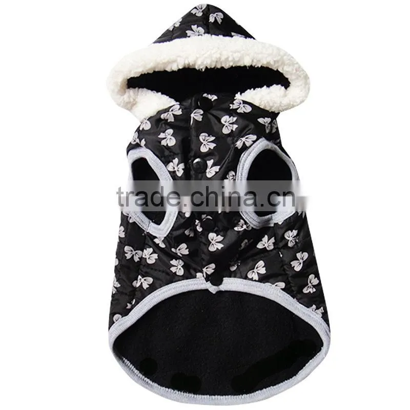 Bow Print Winter Coat Lamb Fabrics Dog Pet Vest