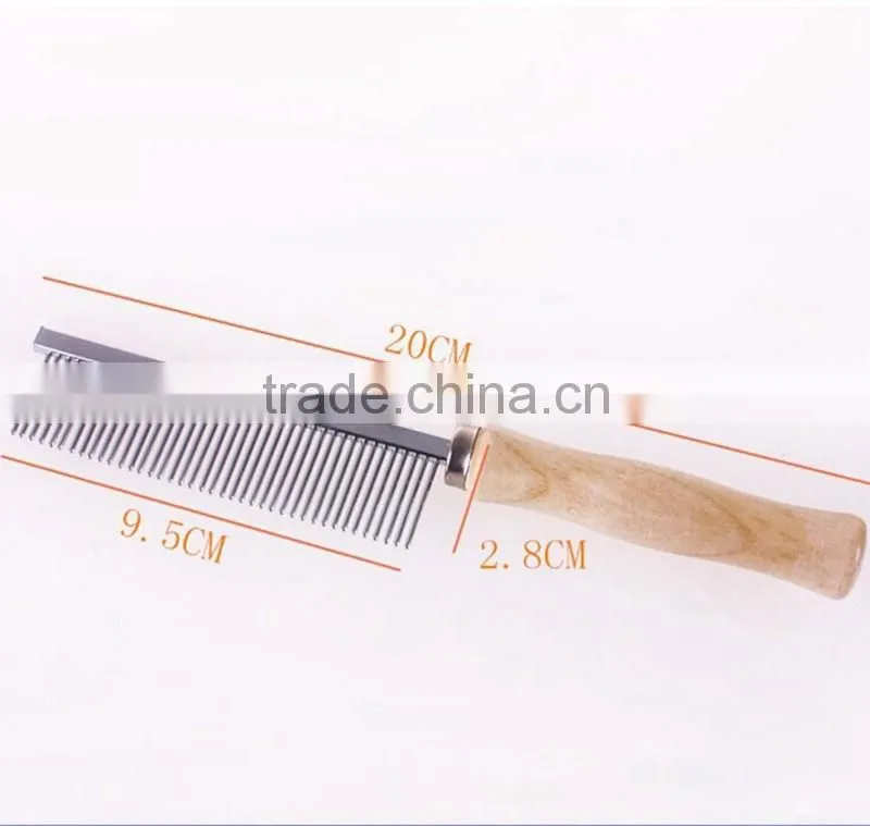 Pet cleaning supplies Wooden comb series Wooden handle single row of steel Pet comb