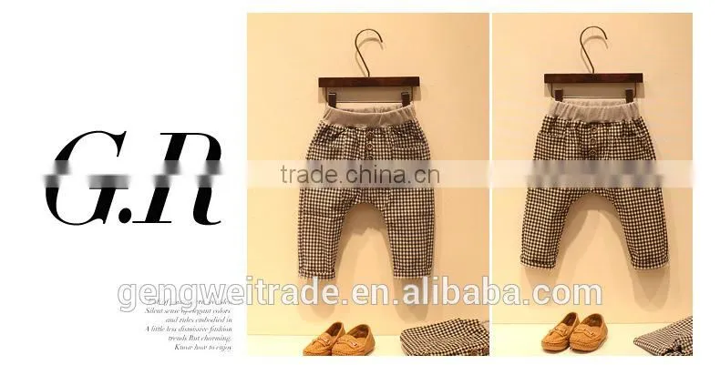 2015 Korean version of the new spring and summer boy pants kids plaid long pants