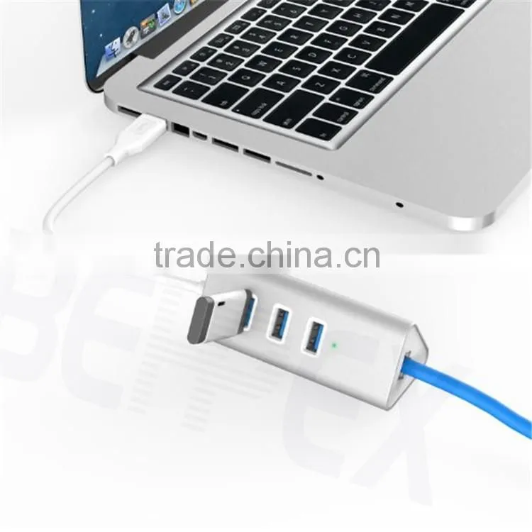 Aluminum Ethernet Port RJ45 Wifi Adapter 3. 0 USB Hub with 3 Port