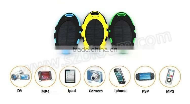 Dual usb port 5000mah mini portable charger solar energy power bank