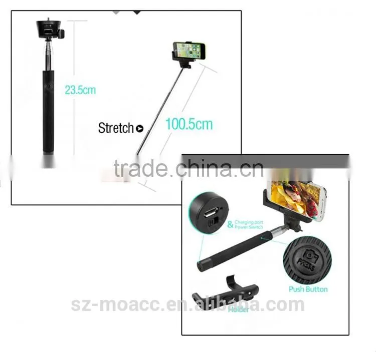Factory price Wireless Monopod,monopod selfie stick,Wireless bluetooth Monopod