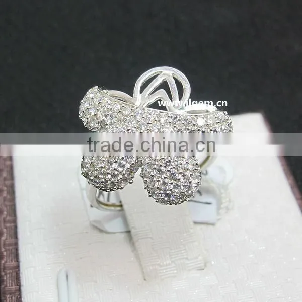 Flower CZ Gems Silver Ring Fashion Jewelry For Ladies Party