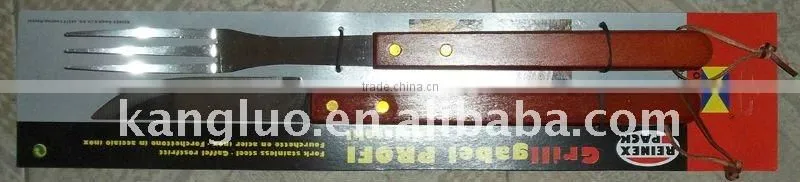 wooden handle Barbecure tools set(2PCS)