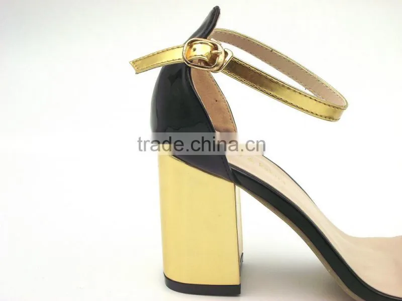 new thick middle heel shining women summer shoes