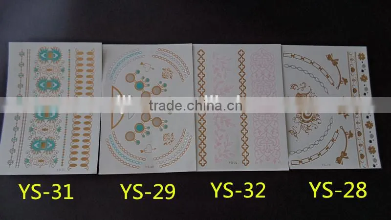 Metallic Tattoos, flash tattoos gold tattoos silver tattoos temporary tattoos jewelry tattoos