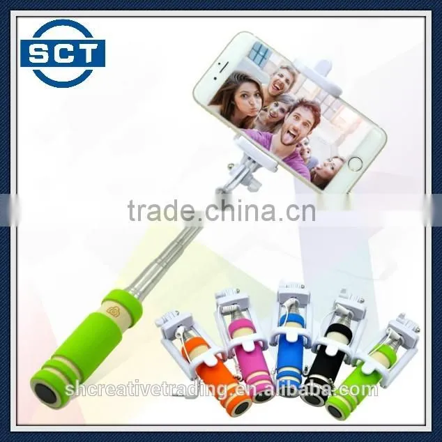 Colorful Mini Monopod Wired Handheld Selfie Stick Monopod Holder