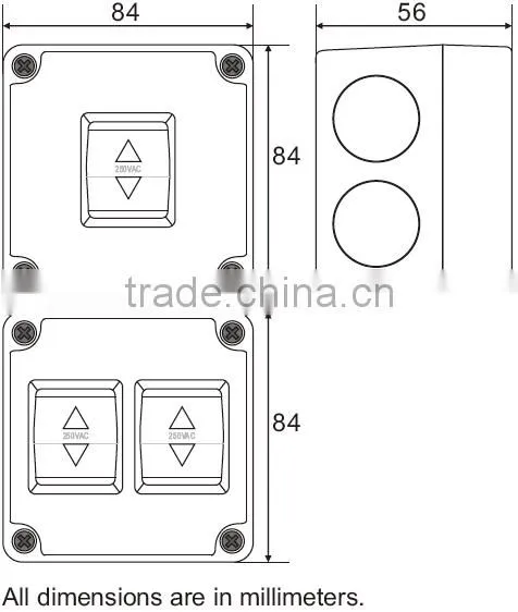 weatherproof double switch 250V 20A