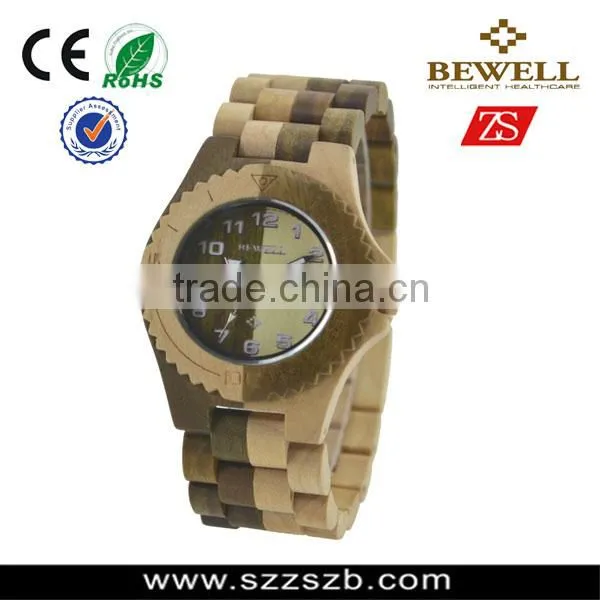 2016 high quality Popular elegant wood wristwatch with various colors wood Case and Band, Japan Movement 2035 with calendar