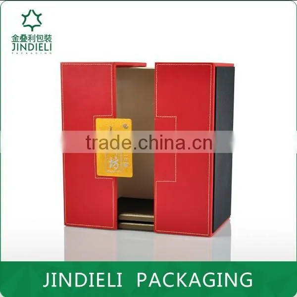 Red leather double door white spirit packaging box