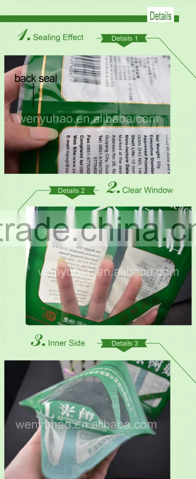 composite back seal header plastic bag with clear window and printing for mushroom packing