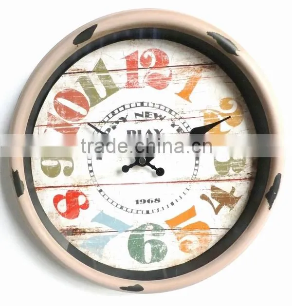 Dia 29 cm Contry Style Round Metal Wall Clock