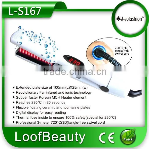 New product for 2016, 1 inch1/4 infrared & negativeion hair straightener