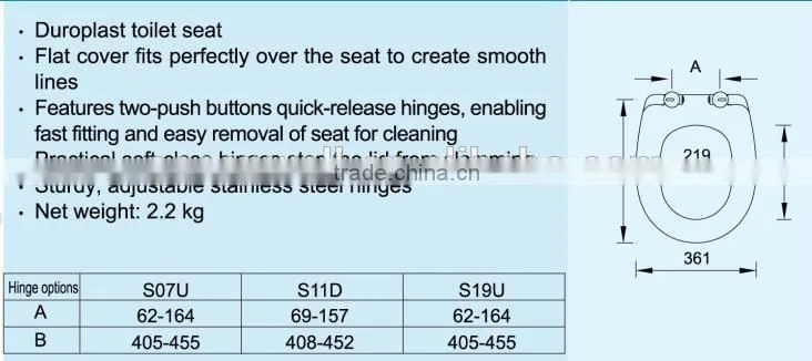 Bathroom Toilet seat cover with quick release and soft close function for WC pans