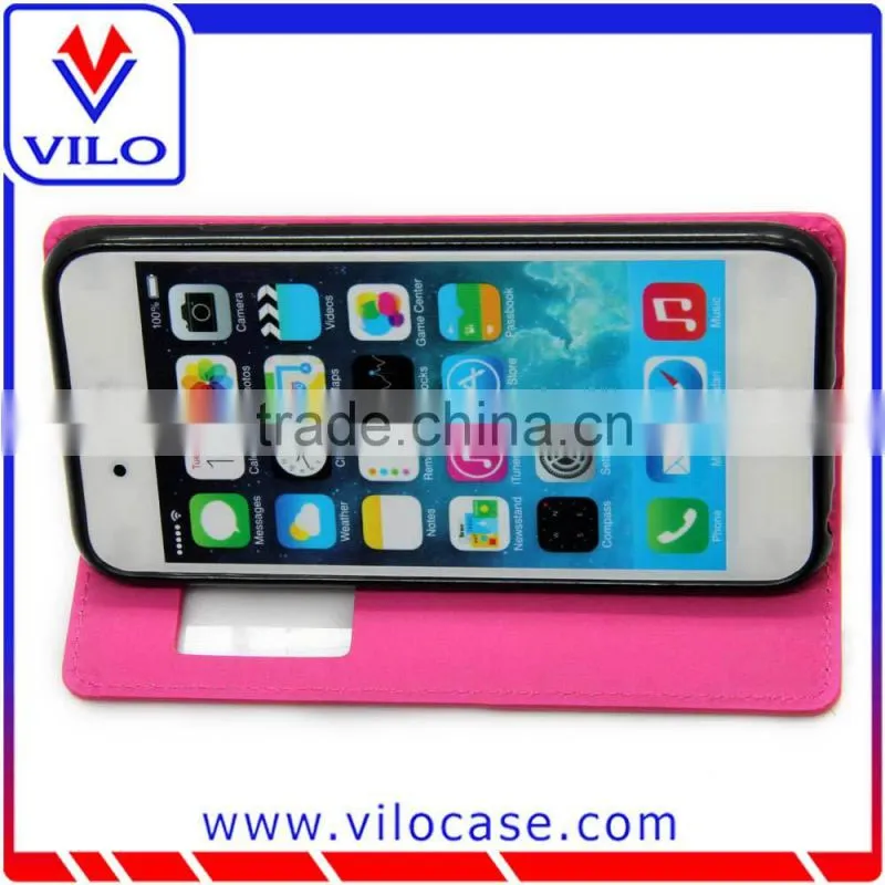 Combo color Leather flip case for iphone 6s with window