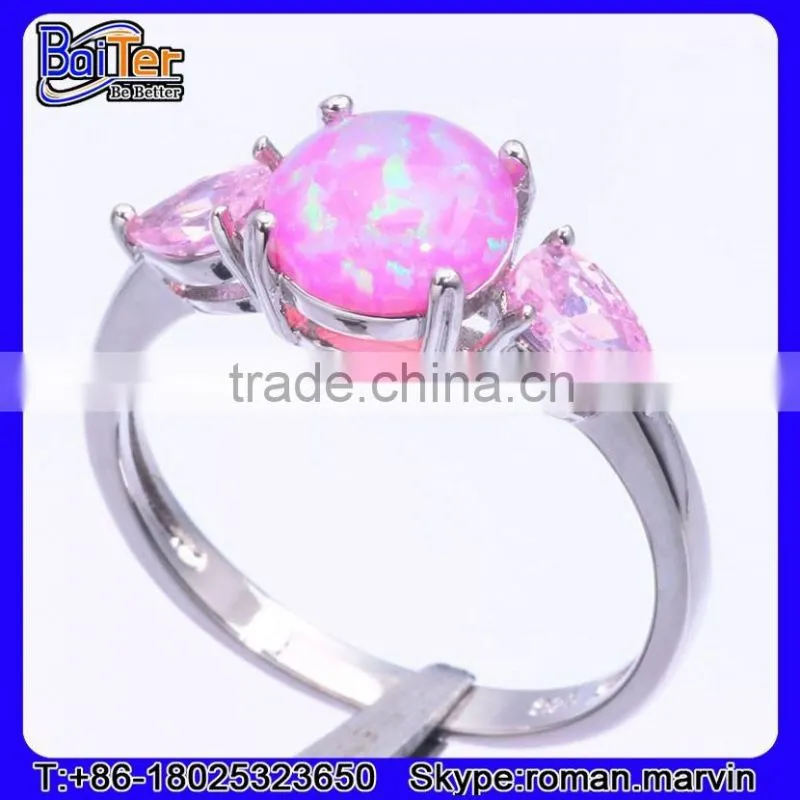NEW Halo Set Zirconia White Fire Opal Gemstone Ring 925 Silver Silver Opal Ring With Opal Stone
