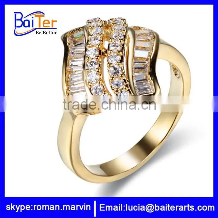 Custom wholesale women's 18K gold plated night club empire cool CZ copper rings for girls