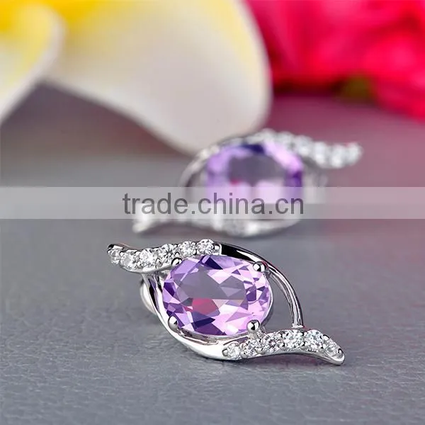 Wholesale 925 sterling silver gemstone stud earring