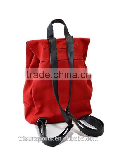 100% cotton red color drawstring backpack for school teenagers