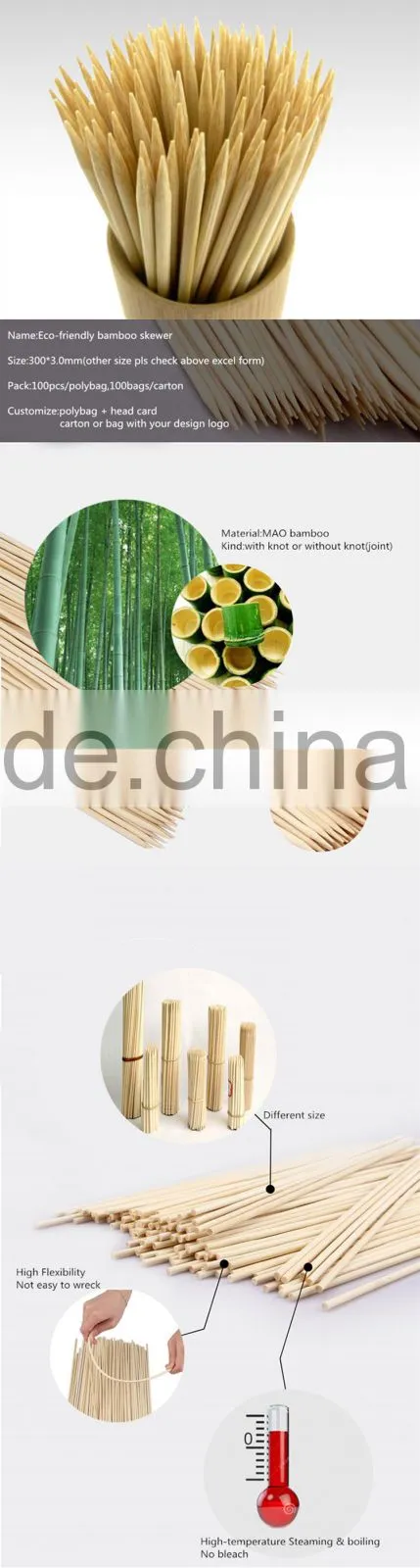 Alibaba supplier wholesale 100% bamboo square bbq skewers