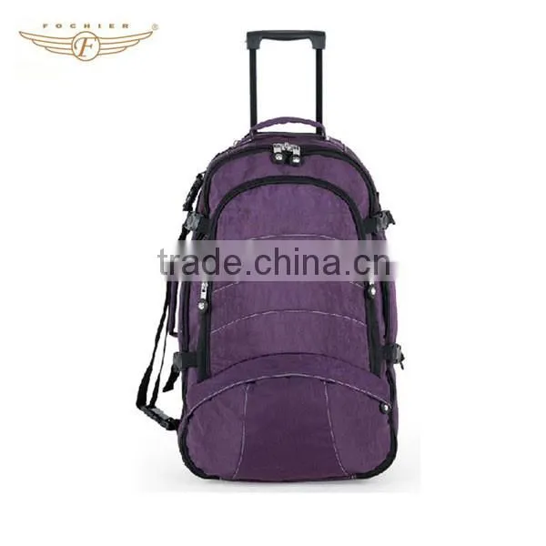 OEM ODM Factory Waterproof Wheeled Nylon Hiking Sport Trolley Backpack