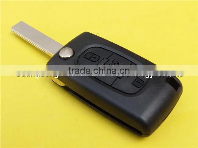 Remote flip folding key fob case 3 buttons for Peugeot 407 CE0536