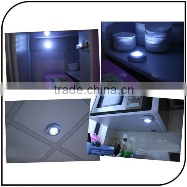 Portable design can install in car cheap 3LED touch lamp with paper glue