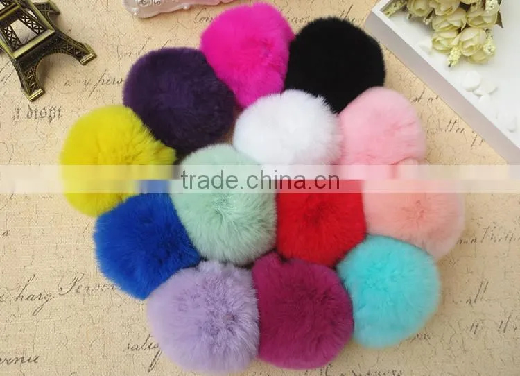 Dye Fur Pompoms / Real Rex Rabbit Fur Pom Pom Wholesale / Fur Pom Keychain