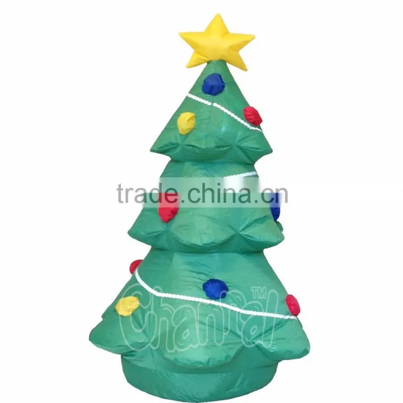 Green high polyester christmas tree inflatable christmas tree decoration with led light