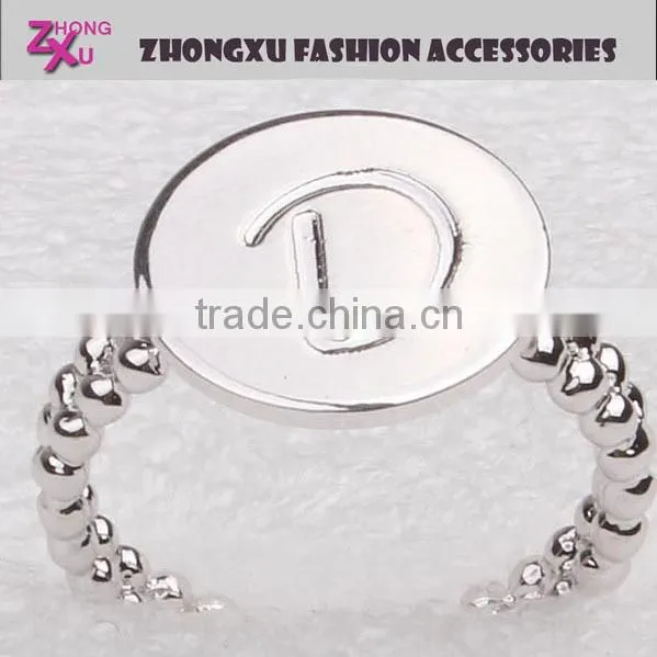 latest wholesale hot sale gold or silver plated custom letter d ring