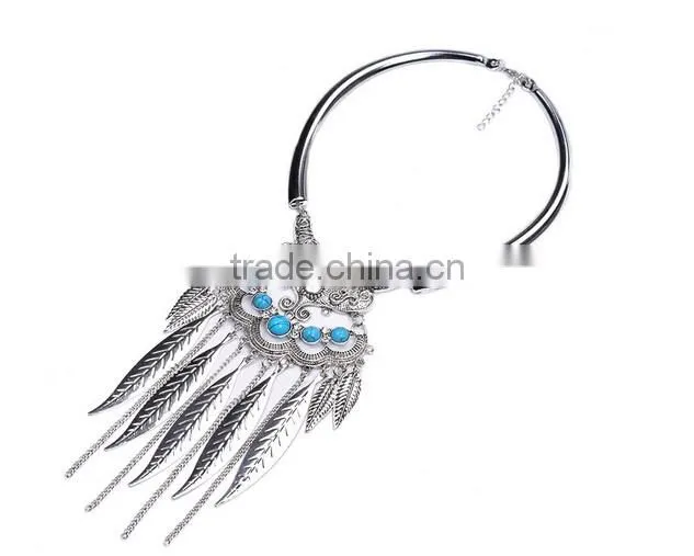 Hot Gypsy Ethnic Tribal Turkish Boho Leaves Tassels Exaggerate Necklace