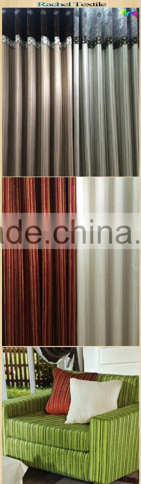 Pure pinstripe pattern chenille jacquard fabric using for living room curtain sofa cushions