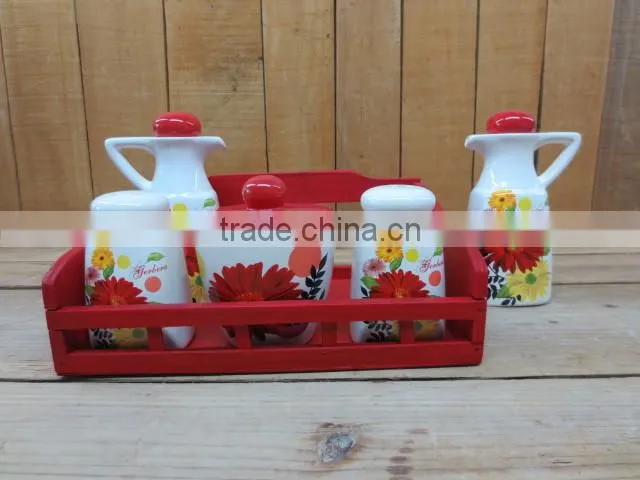decorative new cosmos ceramic oil and vinegar cruets set