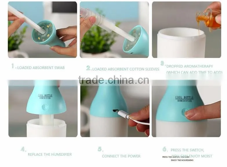 China manufacturer 180ml portable USB air purifier / air humidifier with nightlight