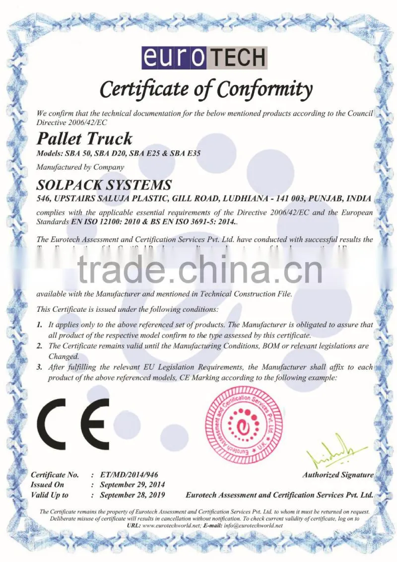 Solpack BEST PRICE Hand Pallet Truck (2.5 T)IN PUNJAB
