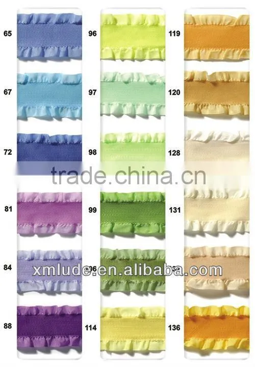 satin double ruffle ribbon/satin double ruffle ribbon supplier