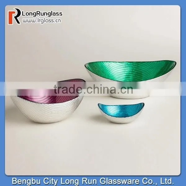 LongRun China New Products Fancy Glass Oval Bowls Sets of 4 Colorful Glassware for Holiday Use