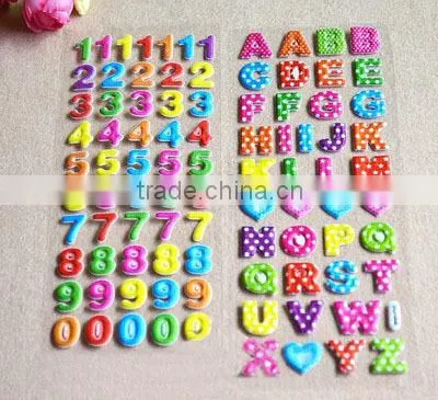 Self adhesive number puffy foam letter stickers