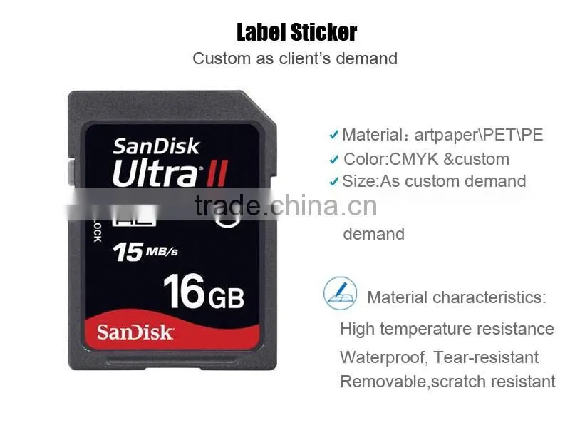 Factory Price Waterproof Heat Resistant Memory SD Card Label Printing