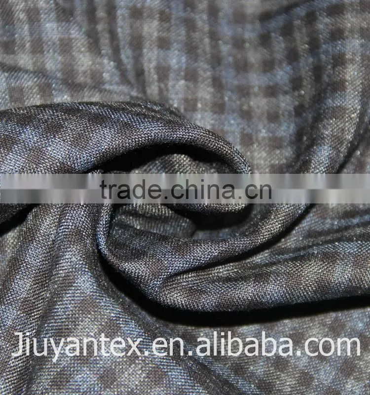 JY-1614 hot sale plain weave small checks design printed t82 r18 suiting fabric China supplier Jiuyan OEKO-TEX Standard 100