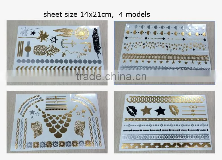 BSCI approved temporary tattoos gold jewelry sticker tattoos