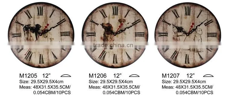 3D round antique dome wall clock